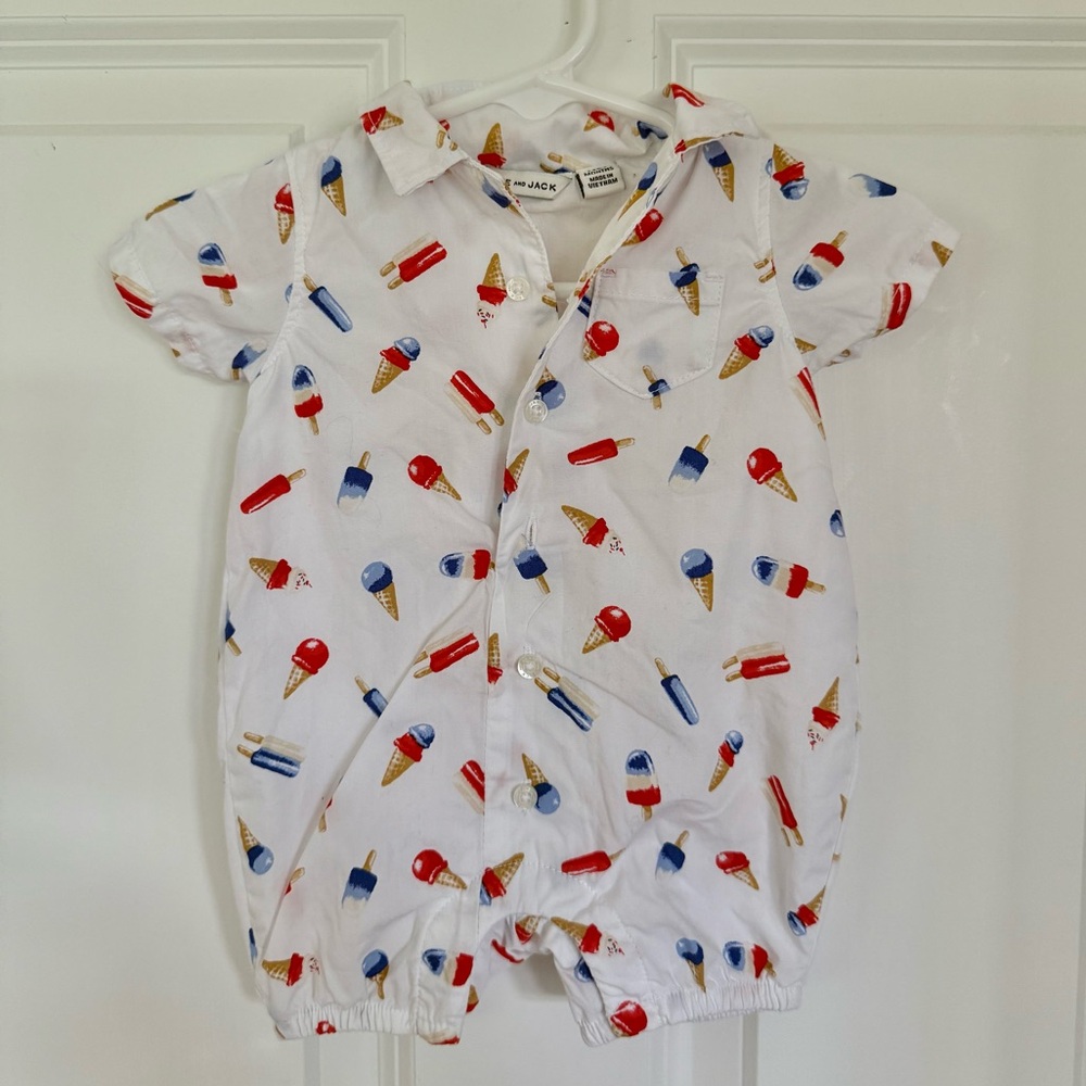 Amazing Janie and Jack Red, White & Blue Popsicle Baby Onsie - Size 0-3 months